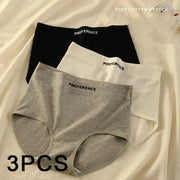 Panties 3-piece cotton high-waist set for women by Simples Market in black, white and gray