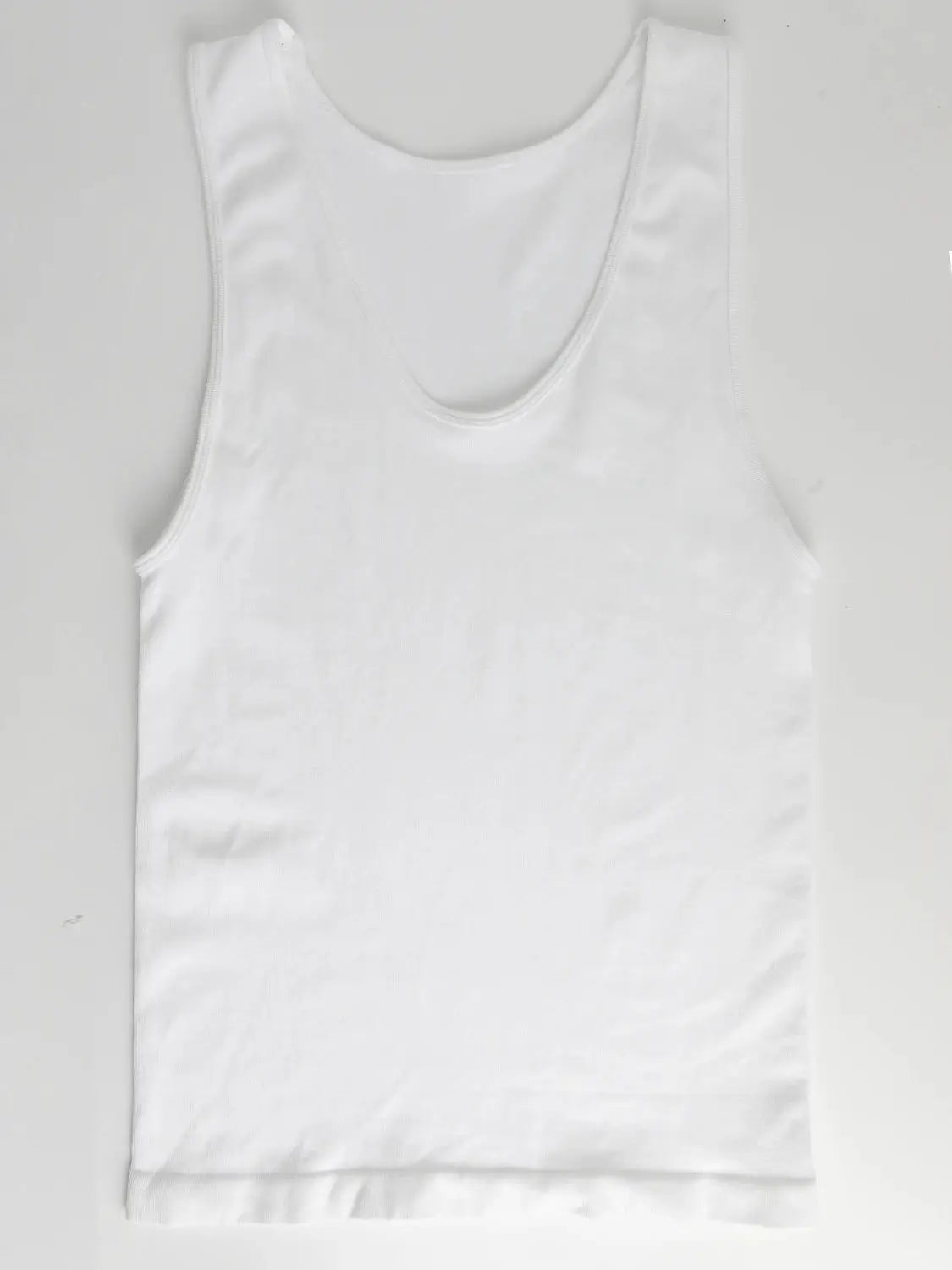 White men's sleeveless tank top undershirt with wide straps