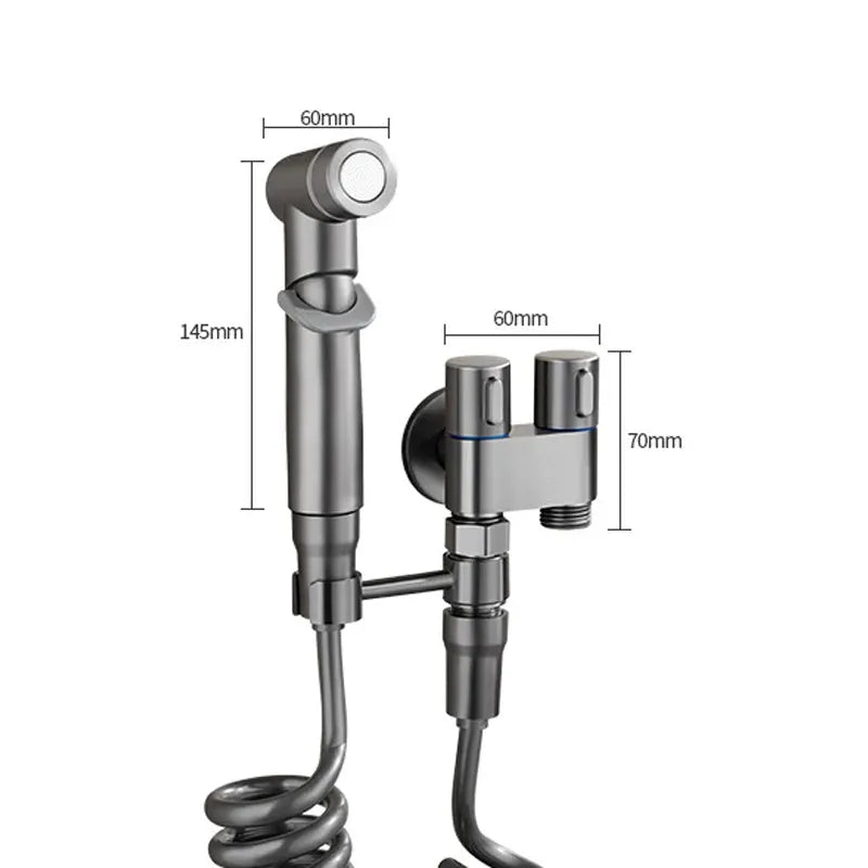 Simples Market zinc alloy angle valve wall-mount bidet sprayer set with one inlet two outlets chrome finish