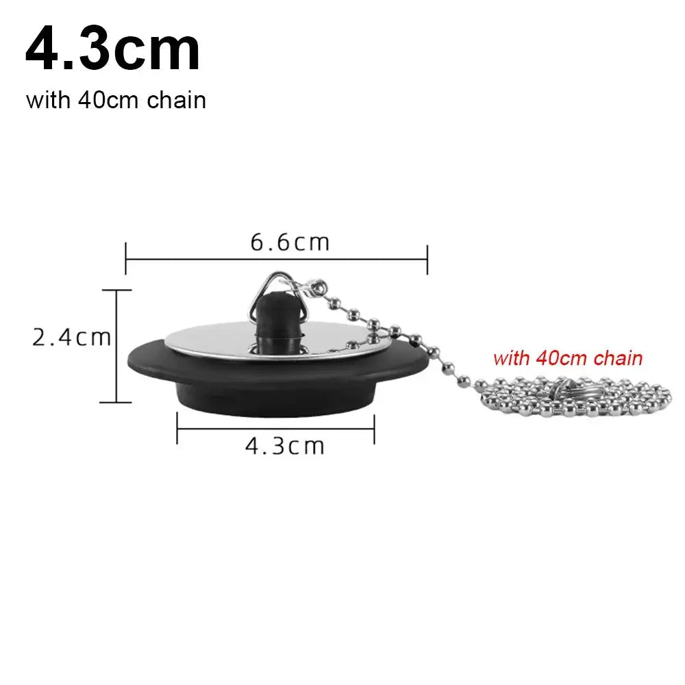 Rubber tub stopper, black, with 40cm chain and hanging ring by Simples Market for universal bath tub drain
