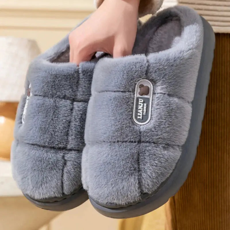 CozyNest Unisex Winter Slippers With Thick EVA Sole Non Slip Indoor Home Comfort Warm Footwear