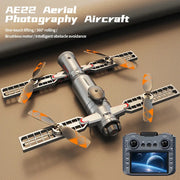AE22 drone with remote controller; brushless motors and orange propellers, 2-piece set