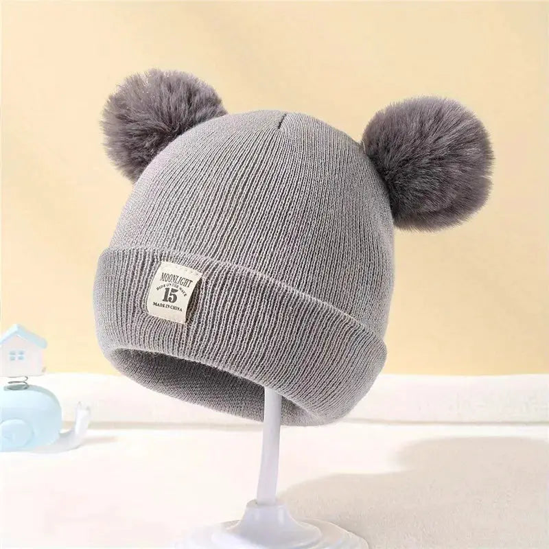 Autumn Winter Baby Beanie Hat With Pom Pom Knit Hat Solid Color For Boys And Girls 0 To 3 Years