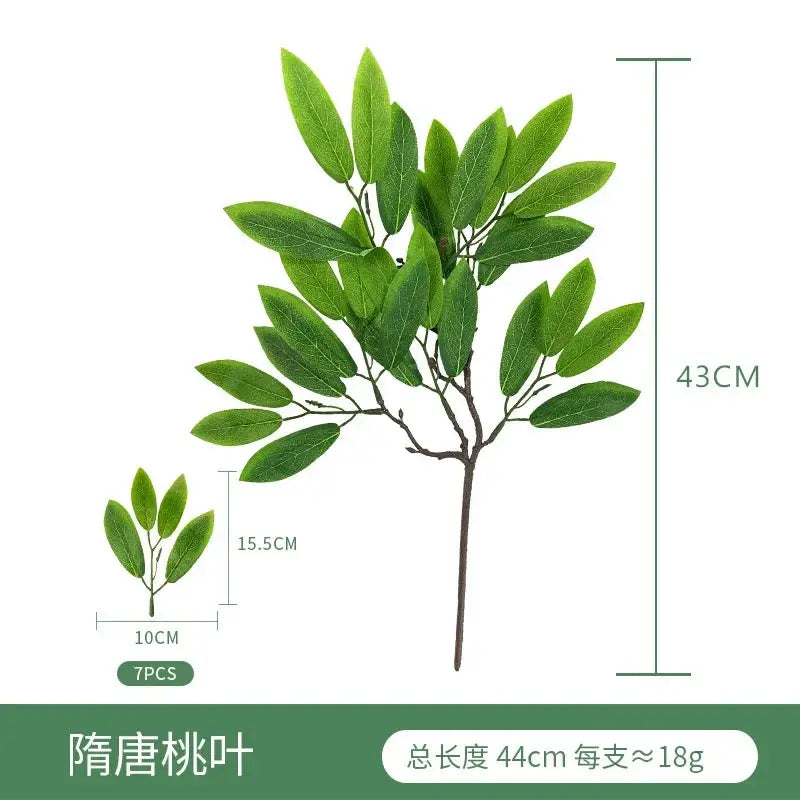 Artificial eucalyptus plant by Simples Market; green faux leaves, 7-piece set, 43 cm tall for wedding or home decor.