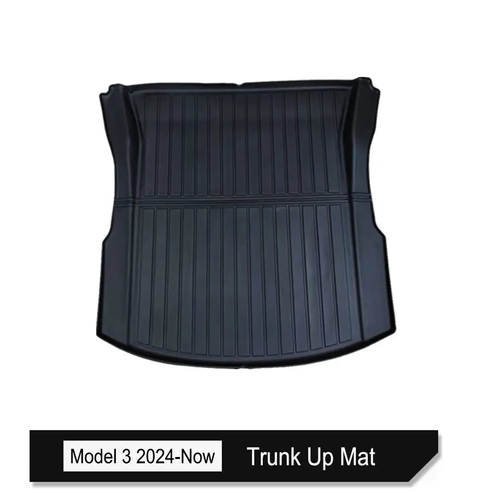 Tesla Model 3 trunk mat, black TPE cargo liner for 2024–2026 models