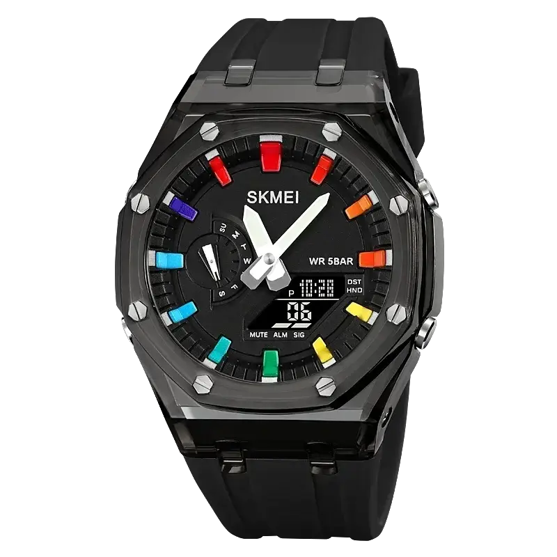 SKMEI 2100 Digital Sports Watch Waterproof Countdown Stopwatch LED Light Dual Time Alarms