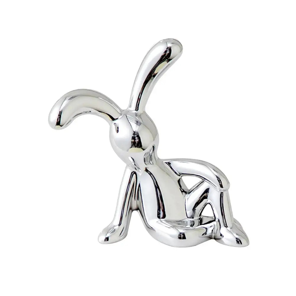 Simples Market chrome rabbit figurine for car interior center console or desk decor