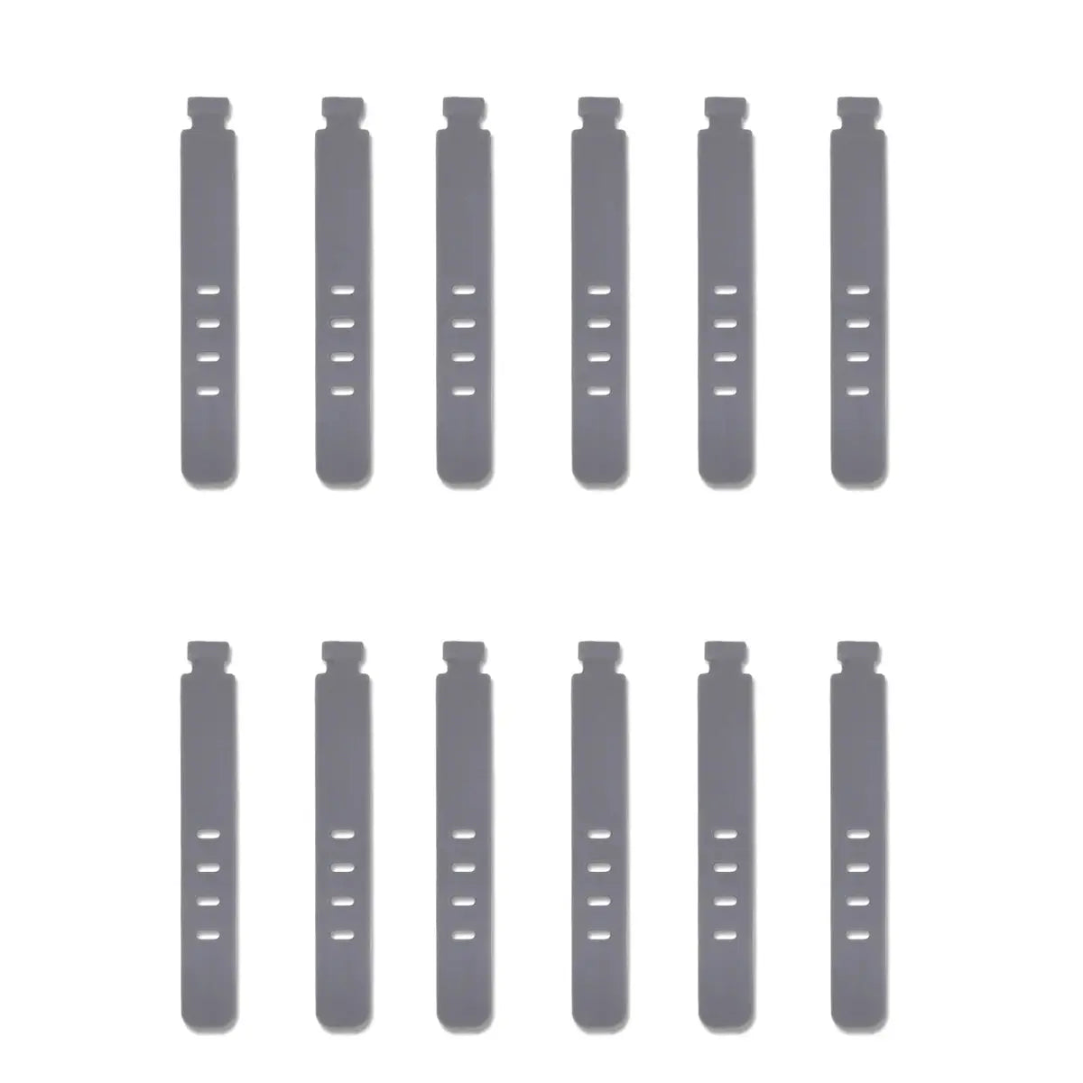 Simples Market gray silicone cable ties, 12-pack cord organizer straps with slots.