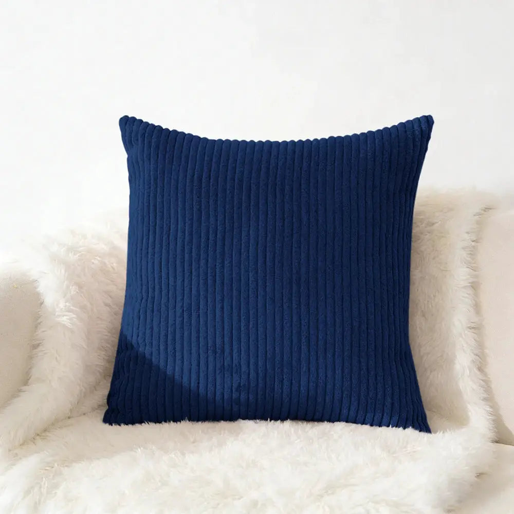 Corduroy pillow cover navy blue for sofa and living room