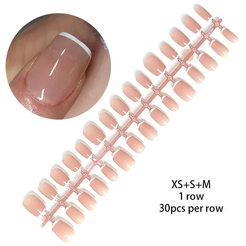 GlamNail Matte Nude Press On Nails Full Cover Easy Quick Extension 30 Piece Set For At Home Manicure