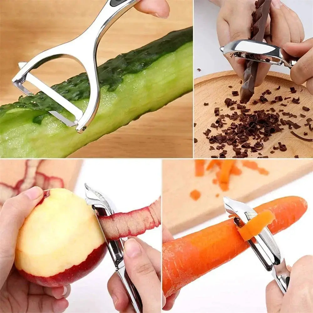 KitchenForge Multi Function Peeler Grater Tool For Fruits And Vegetables With Ergonomic Zinc Alloy Handle