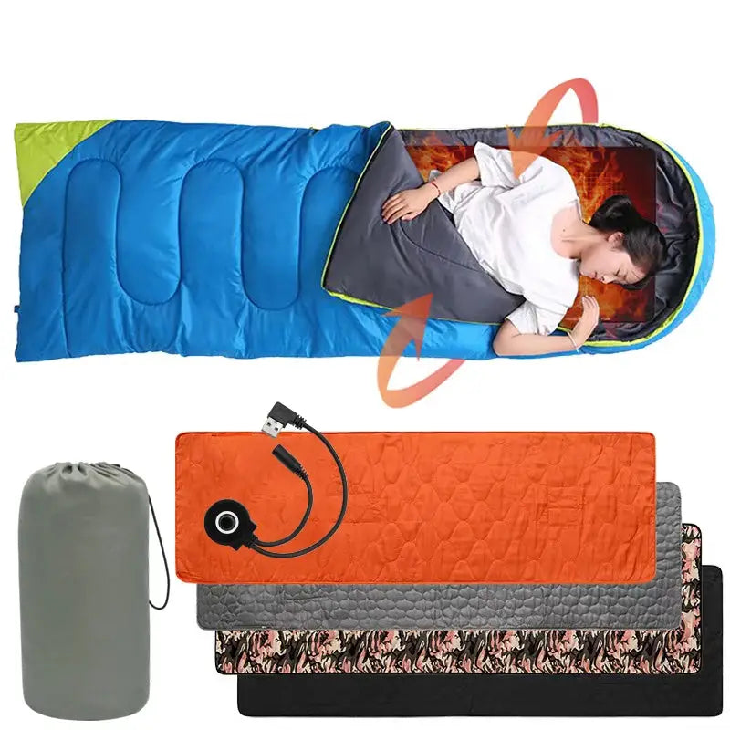 USB Heating Sleeping Mat For Outdoor Camping Hiking Travel With Temperature Control And Multiple Heat Settings