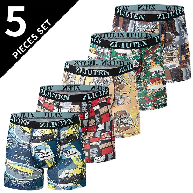 5-piece men's boxer briefs set with joker-themed prints and ZLIUTEN elastic waistband by Simples Market