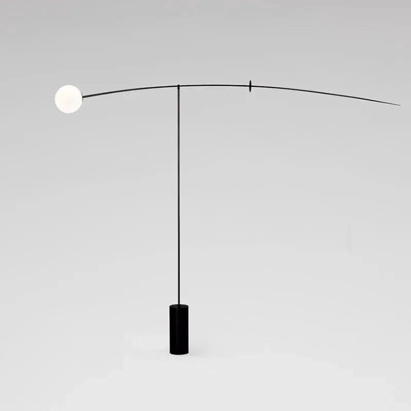 Simples Market Nordic minimalist arc floor lamp with black base, curved arm, and white globe