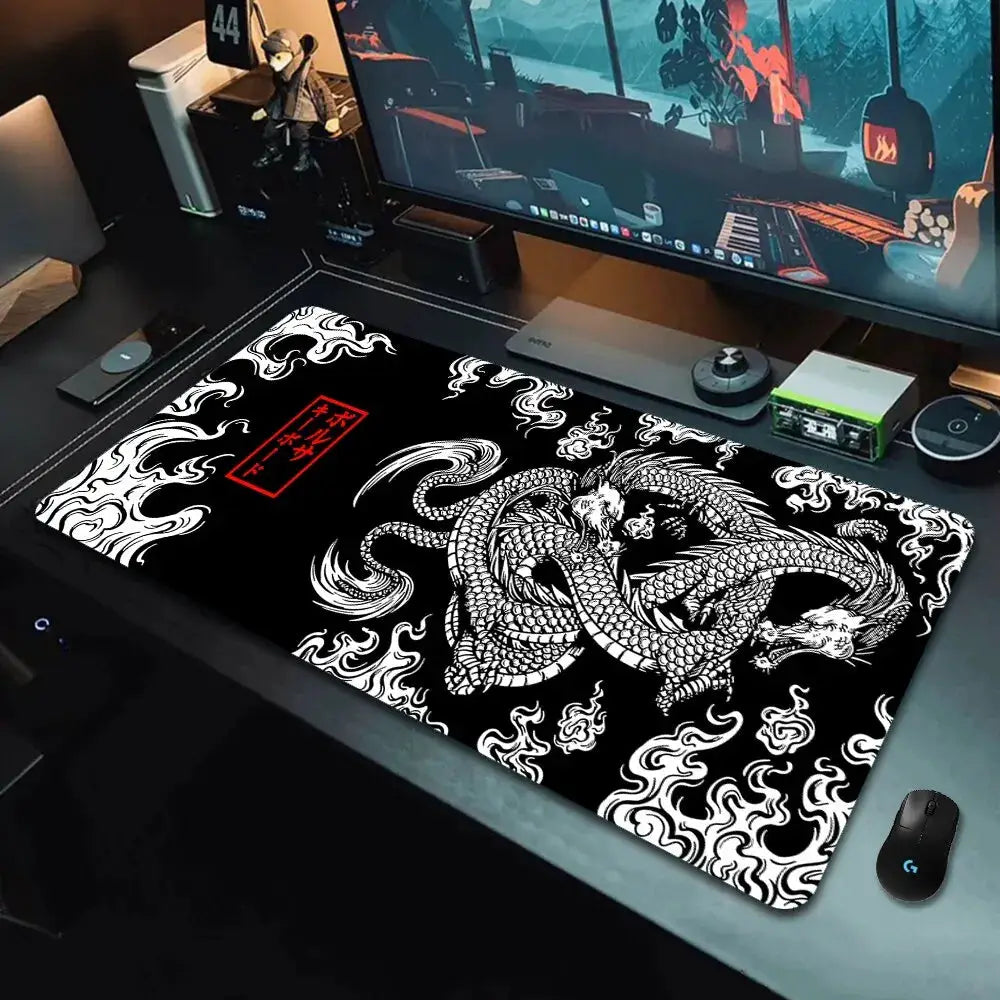 Japanese Dragon Large Gaming Mousepad Keyboard Desk Mat XXL Anime Dragon Pattern