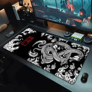 Japanese Dragon Large Gaming Mousepad Keyboard Desk Mat XXL Anime Dragon Pattern