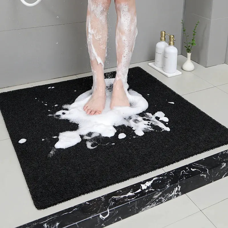 Non-slip Hollow Bath Mat by Simples Market, grey quick-drying foot-massage shower mat for bathroom