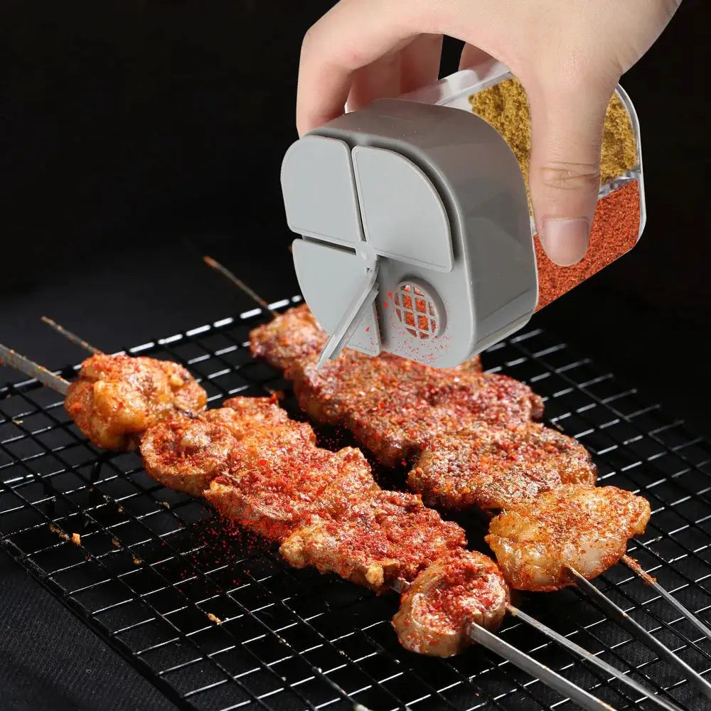 4 In 1 Camping Seasoning Shaker With Four Compartments For Outdoor BBQ Cooking Salt Pepper Storage Box And Lid
