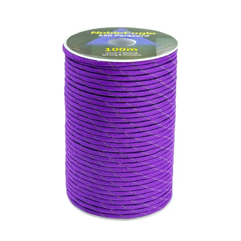 Reflective paracord rope Simples Market, purple 550 paracord on spool, 100m