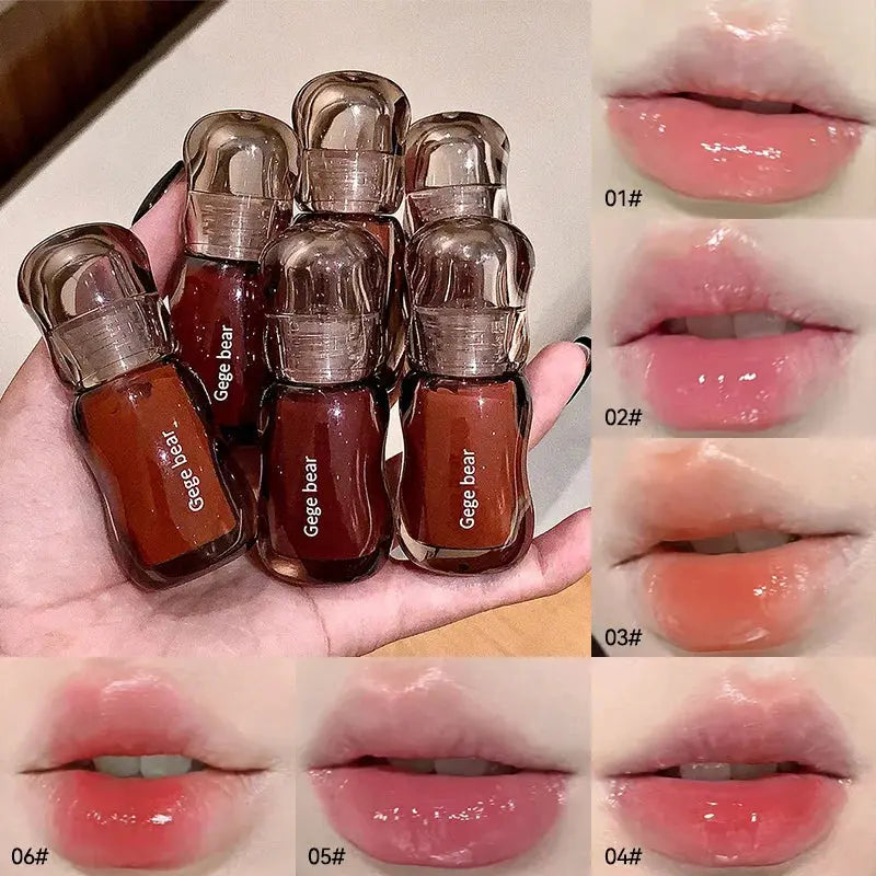 Gege Bear Crystal Gloss Lip Tint Autumn Winter Hydrating Formula Mirror Gloss Finish Youthful Plumping Effect