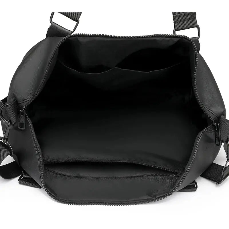 Travel duffel bag, black Oxford cloth, large-capacity fitness bag with interior pockets