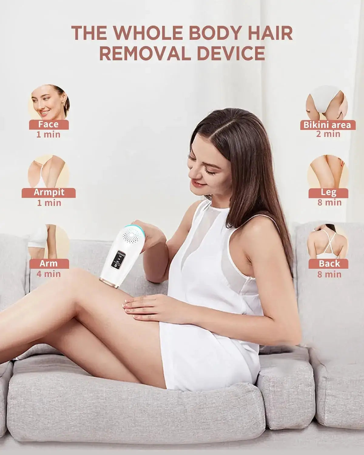 Simples Market IPL hair removal device for home use; white handheld epilator with teal accents.