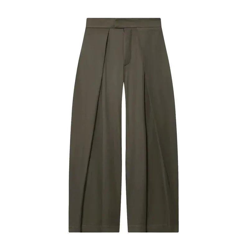 NovaWear Womens Pleated Loose Wide Leg Pants Military Green Casual Fashion Versatile All Seasons Comfort