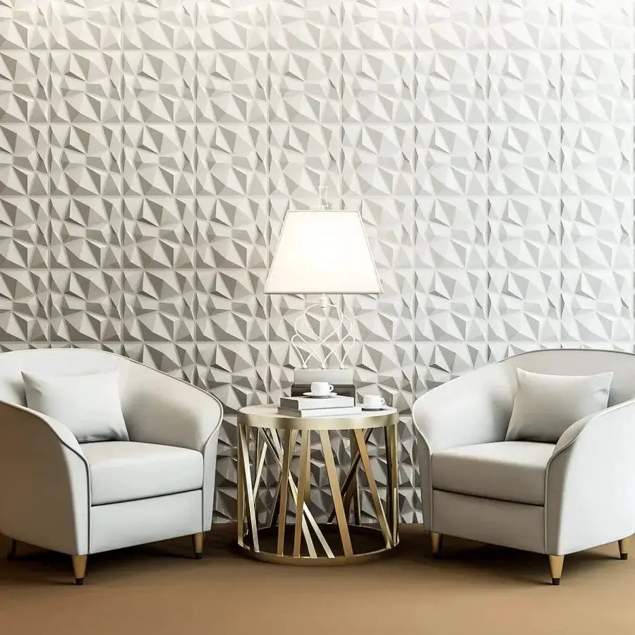 Simples Market 3D textured wall panels, 12/20 pcs, 30x30cm, white decorative panels for living room and bedroom