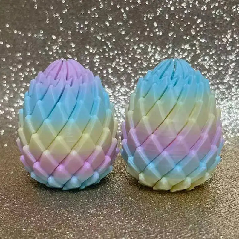 3D Printing Dragon Egg Stress Relief Model, pastel rainbow gradient deformable twist eggs, 2-pack desk ornament