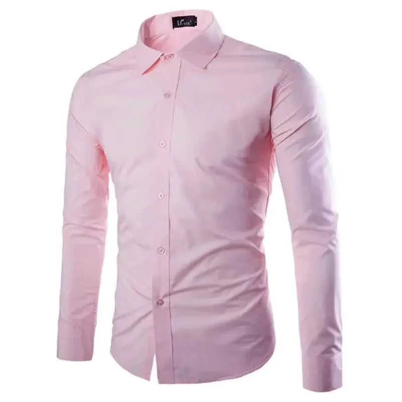 Simples Market men's pink candy-color long-sleeve button-down dress shirt