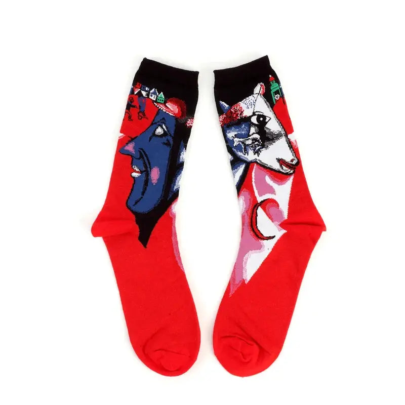 Van Gogh Mural Inspired Retro Men Socks 1 Pair Autumn Winter World Famous Oil Painting Series Funny Socks
