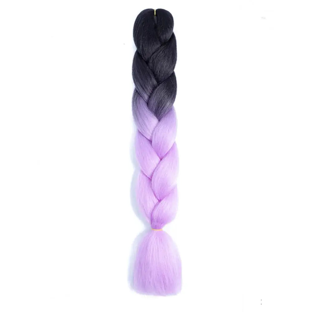 24-inch jumbo synthetic braiding hair by Simples Market, Afro ombre crochet braid in black-to-lavender gradient