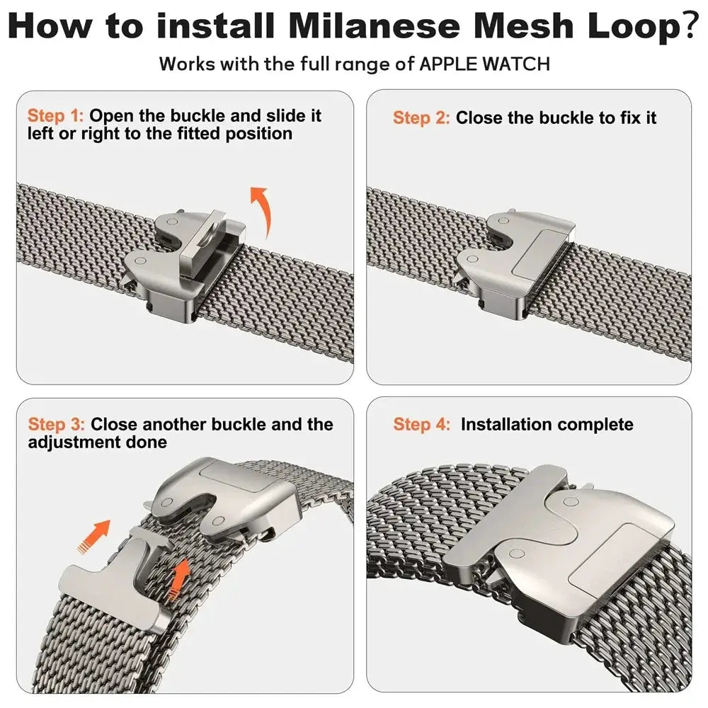 Titanium Milanese Loop For Apple watch Ultra 2 49mm 46mm 42mm 41mm 45mm 44mm 38-40mm Series 10 9 8 7 6 5 4 SE Straps Accessories
