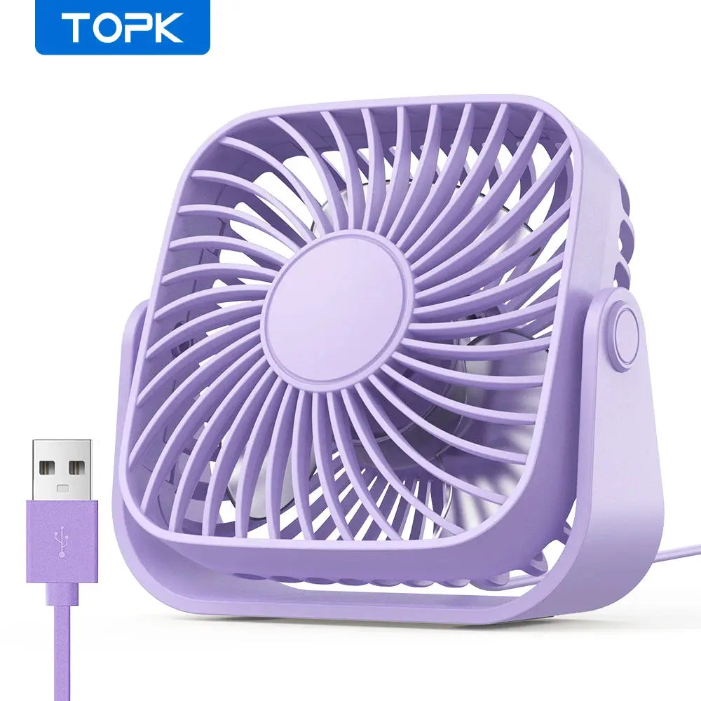 TOPK 4 Inch USB Mini Portable Fan for Camping and Desk 360 Rotation