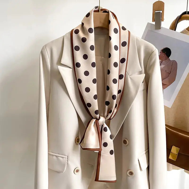LuxeSilk Silk Feel Printed Design Scarf Versatile Long Narrow Silk Shawl For Fashionable Styles