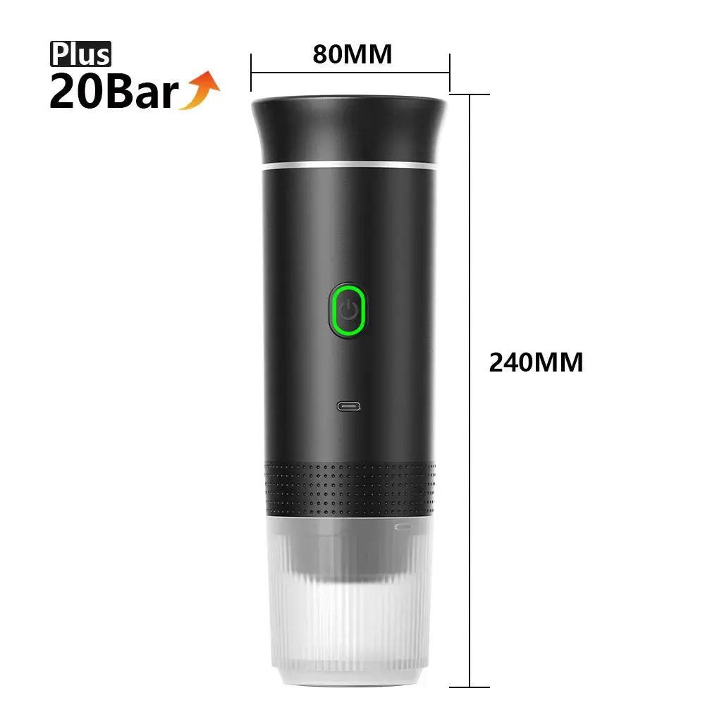 DENOKIN Wireless Electric Portable Espresso Coffee Machine for Car Home Camping 3 In 1 Capsule Powder Maker