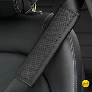Car seat belt shoulder cover, PU leather, embossed diamond pattern, black for comfort and protection