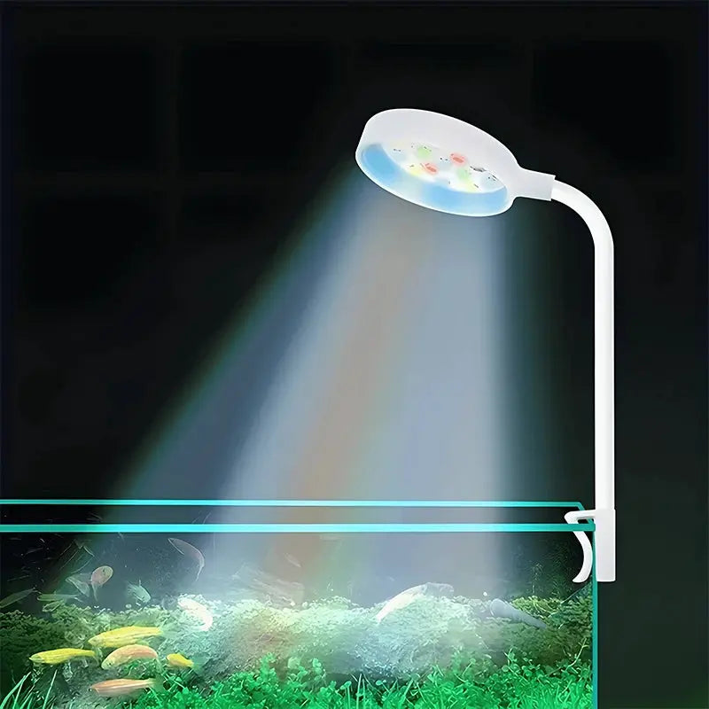 Aquarium Light USB Clip On Full Spectrum LED For Small Fish Tank With Adjustable 360 Degree Rotation