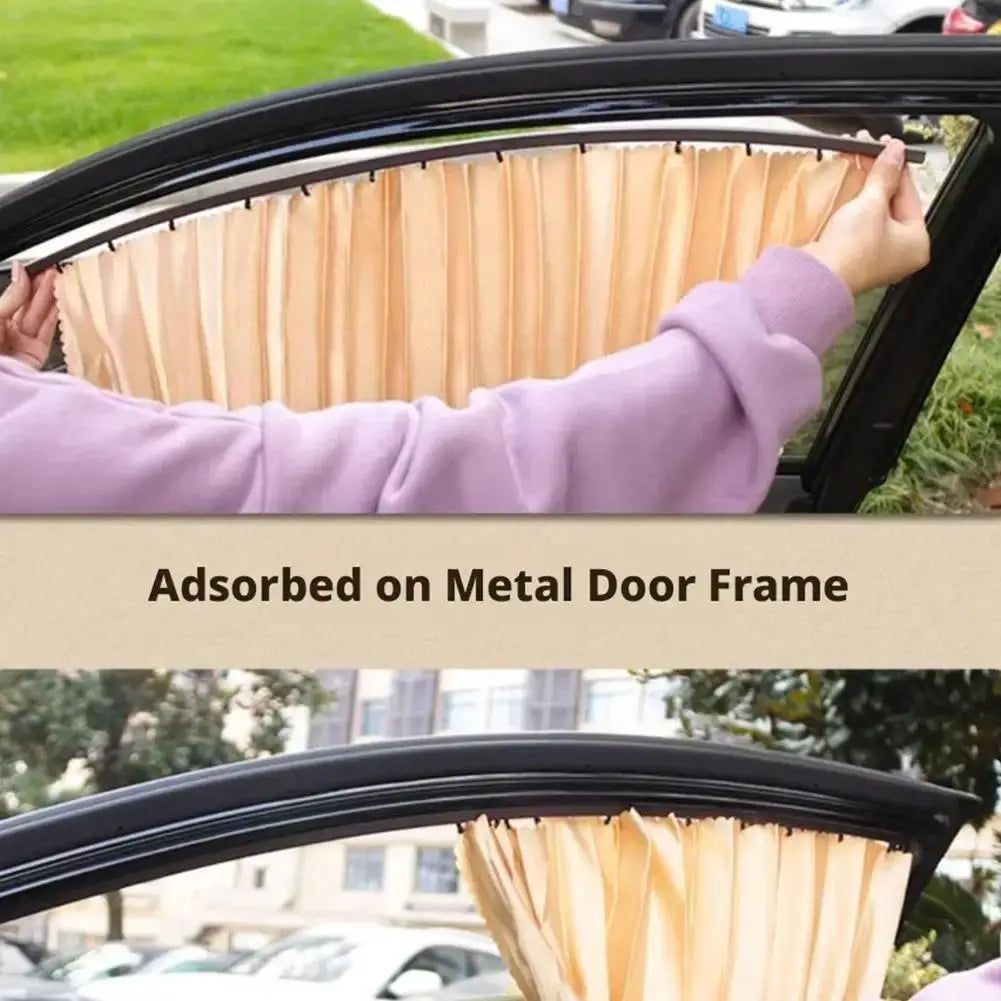 Car side window sun shade by Simples Market, beige foldable UV-blocking privacy curtain, 2/4 pcs for sedan/SUV