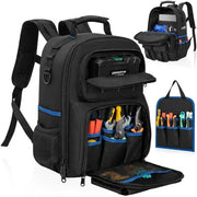 Simples Market water-resistant tool backpack in black with padded straps and removable organizer pockets