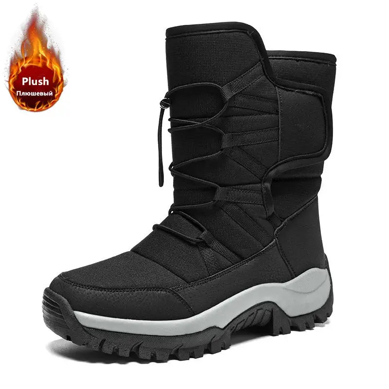 Mens Winter Boots Waterproof Plush Lined Non Slip Outdoor Hiking Ankle Boots All Weather Warmth