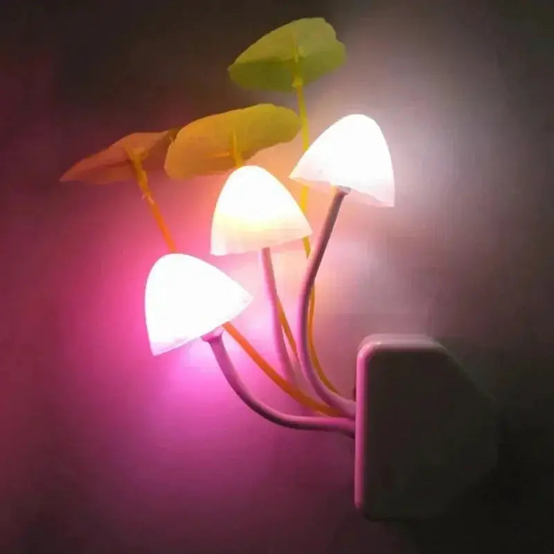 Lumina Mushroom Night Light With Auto Sensor 3 Color LED Lamp For EU And US 220V Plugs
