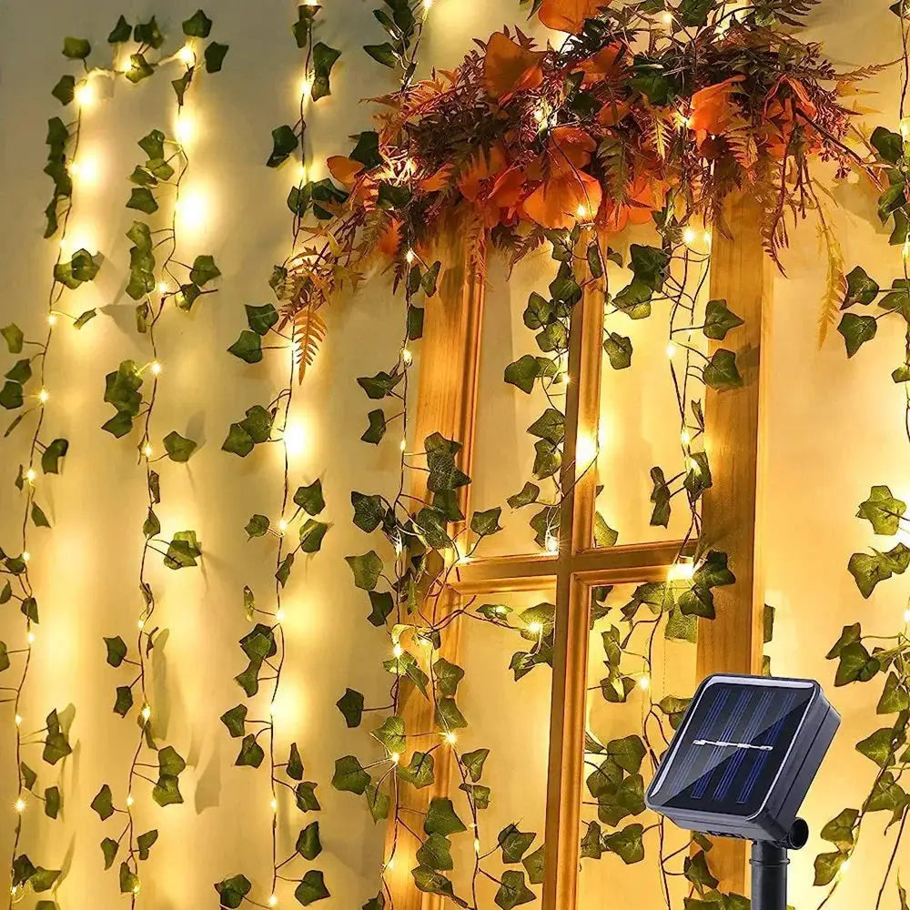 Flower Green Leaf String Lights Artificial Vine Fairy Lights Battery Powered Tree Garland For Wedding Home Decor