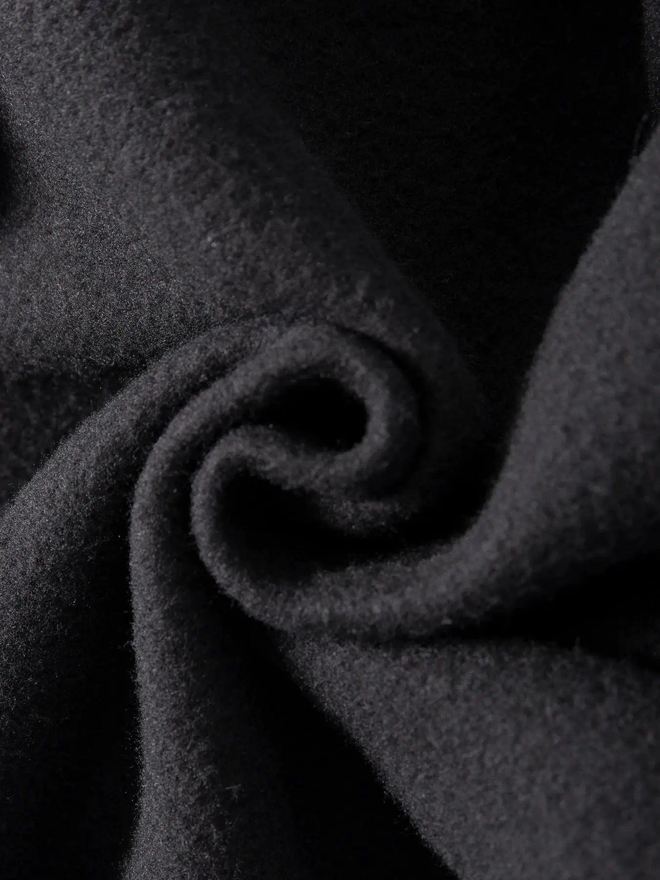 Mens sweatpants in black fleece fabric; close-up texture, Simples Market