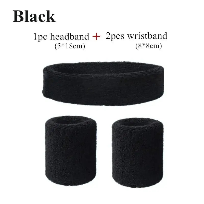 Fashion Sports Headband And Wristband Towel Set Sweatband Cotton Blend For Women And Men Cycling Gym Basketball Tennis