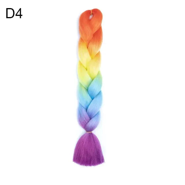 24-inch synthetic Yaki braiding hair with rainbow ombre colors for DIY extensions, Simples Market