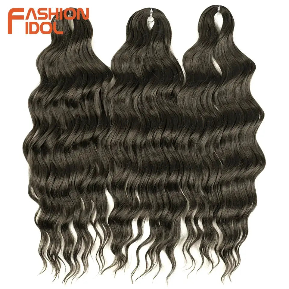 Anna Hair synthetic loose deep wave braiding extensions, 24in, ombre blonde, 3 bundles, Fashion Idol