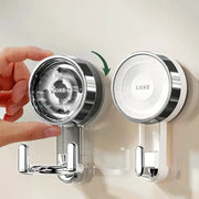 Suction cup bathroom wall hooks set, 2-pack, LOXE chrome double hooks