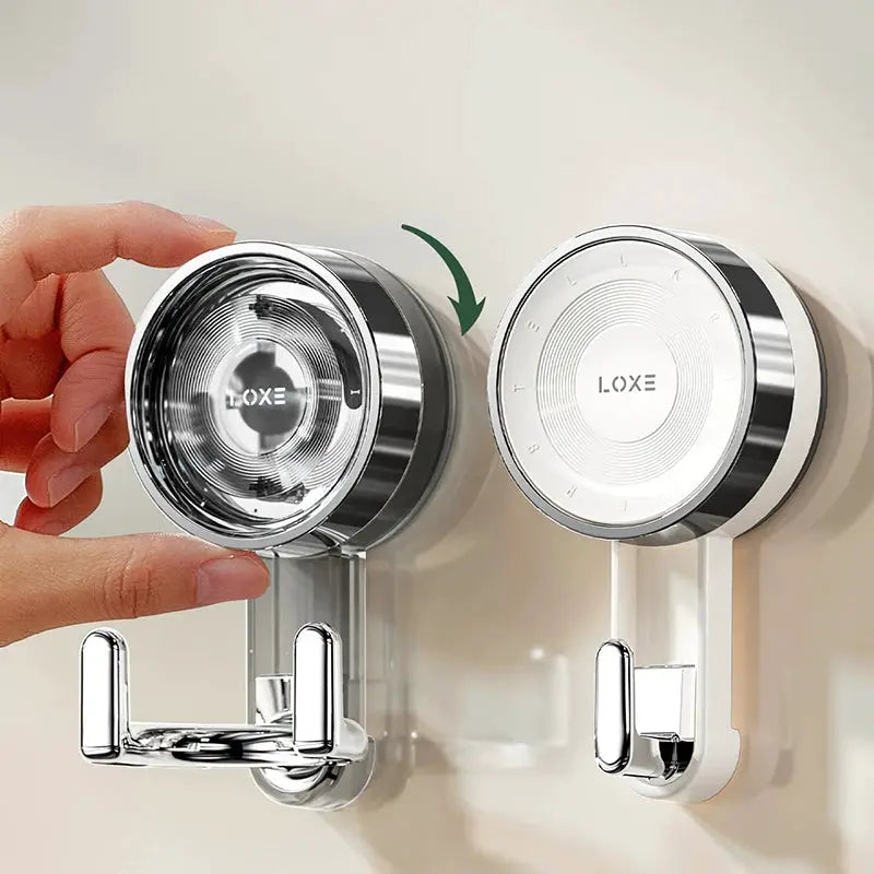 Suction cup bathroom wall hooks set, 2-pack, LOXE chrome double hooks