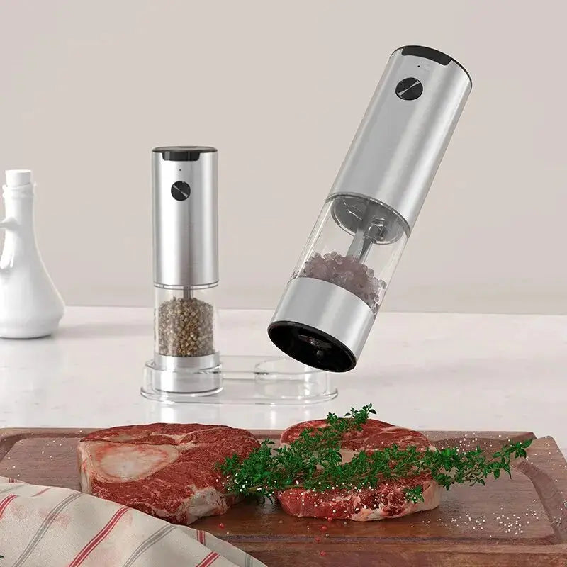 Electric Automatic Pepper And Salt Grinder With LED Light Adjustable Coarseness For Kitchen Use